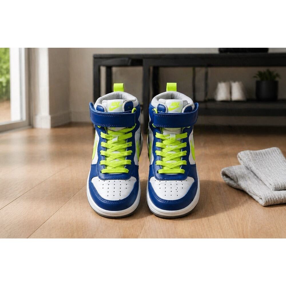 Nike Court Borough Low 2 SE Grade School Kids' Shoes Astronomy Blue Size 3.5Y - Picture 2 of 10